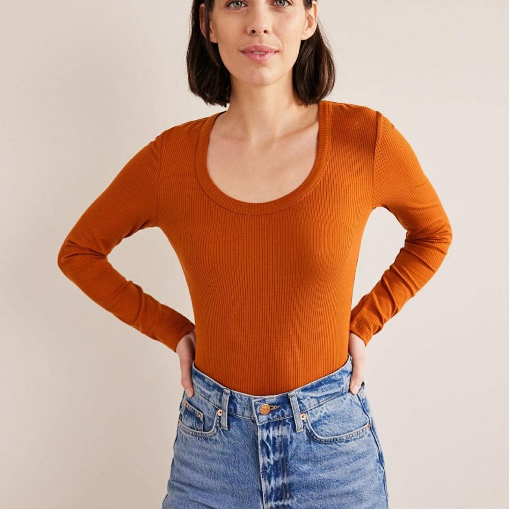 Soft Ribbed Scoop Neck Top